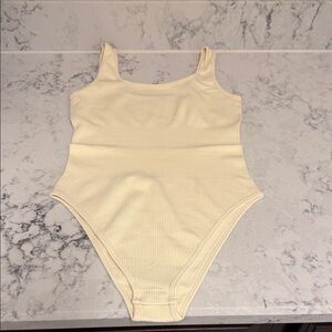 OQQ Cream Color/ Off white Bodysuit